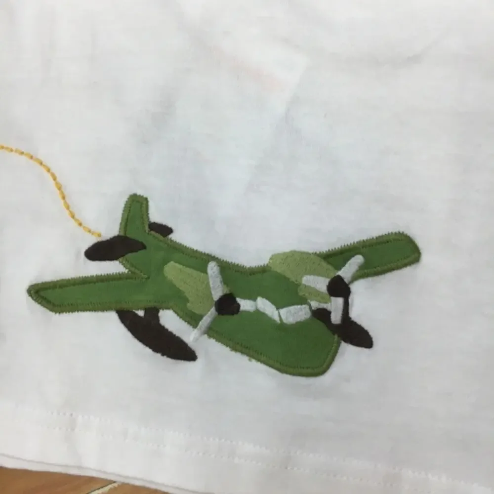 Gymboree Boys Tee Size 6-12 Months White Green Prop Propeller Airplane NEW‎